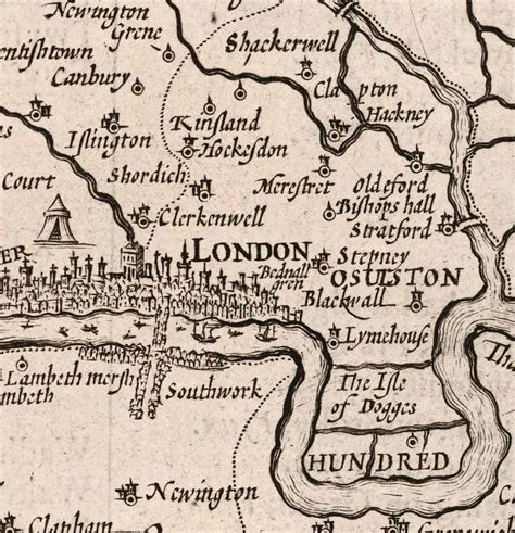 Antique Map Of London England 17th Century Fine Art Reproduction