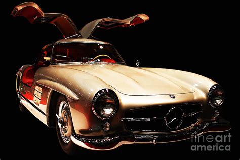 Mercedes 300sl Gullwing Front Angle Black Bg Photograph By