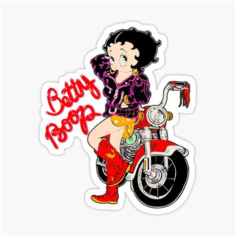 Vintage 90s Betty Boop Betty Boop Motorcycle Black Sticker For Sale