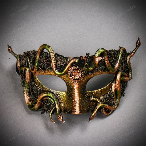 Venetian Phantom Woodland Medusa Snake Masquerade Eye Mask Gold
