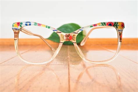 Vintage Eyeglass 1970 S Inlaid Fabric Flower Pattern Amazing Design Vibrant Colors Cute By