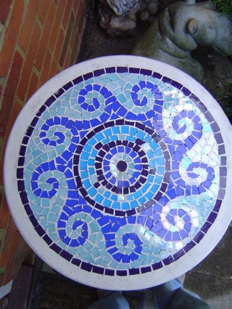 Blue Wave Mosaic Table Top Handcrafted Stained Glass Hertfordshire