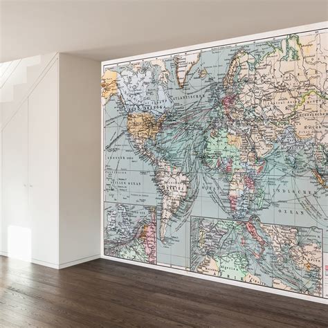 Vintage World Map Wall Mural Decal 100l X 100w Walls