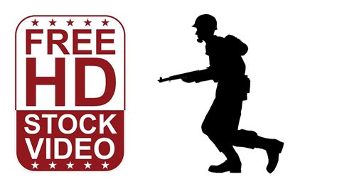 Free Stock Videos Private Soldier Silhouette Running On White
