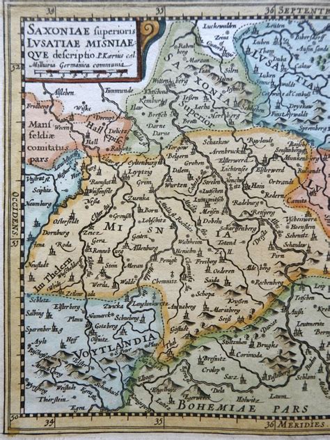 Saxony Lusatia Silesia Bohemia Holy Roman Empire 1697 Engraved Map