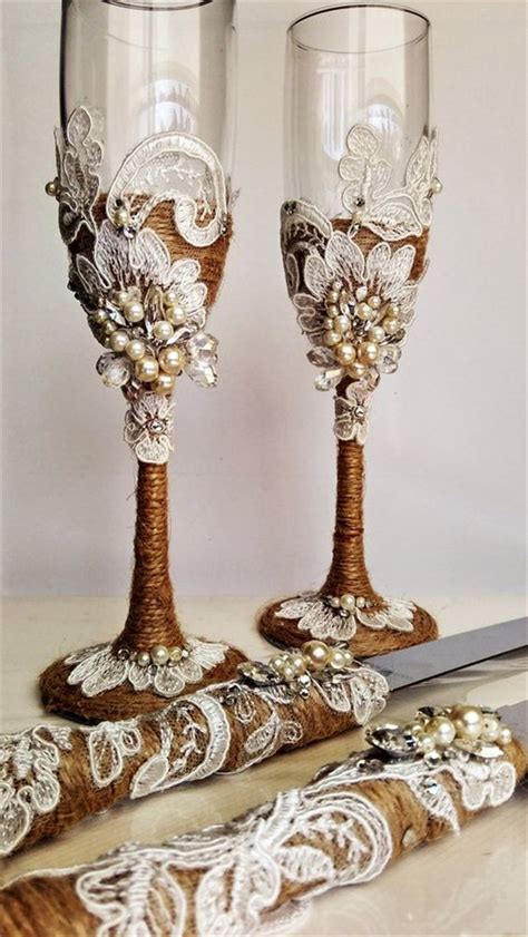 Elegant Wedding Champagne Glasses Decoration Ideas For A Perfect Rustic