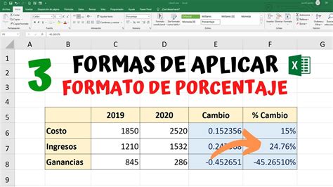 Como Aplicar Formato De Porcentaje Con Y Sin Decimales En Excel 3