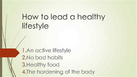 How to lead a healthy lifestyle 1 An