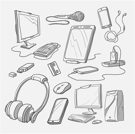 Set Of Hand Drawn Gadget Icons 1177151 Vector Art At Vecteezy
