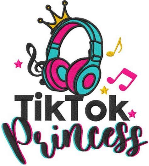 Tik Tok Princess Embroidery Design Birthday Logo Painting Logo Cute