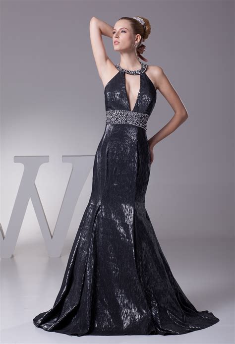 Unique Deep V Beading Black Trumpet Prom Dress Op4277 2069