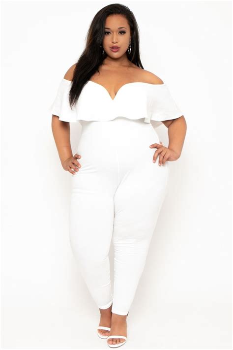 Plus Size Frill Frieda Jumpsuit White Plus Size White Jumpsuit