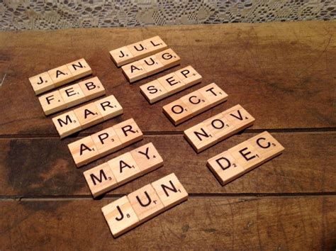 Months Of The Year Scrabble Tile Magnets Set Of Twelve Etsy