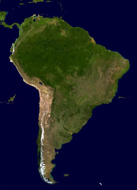 Large Satellite Map Of South America South America Large Satellite Map