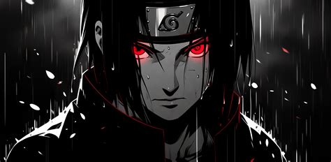 壁纸 动漫男孩 火影忍者动漫 Uchiha Itachi 红眼睛 单色 火影忍者动物园 看着观众 Sh En跳 漫画草图