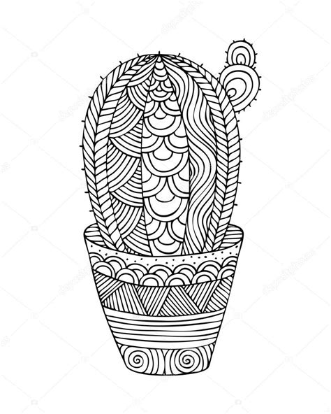 Prickly pear cactus coloring page from cactus category. Adult coloring book page design with a picture of a cactus ...