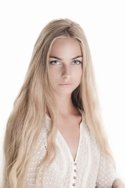 blonde schönheit auf weiß — stockfoto © honored 13920099