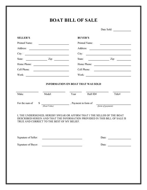 Free Fillable Florida Boat Bill Of Sale Form Pdf Templates Images