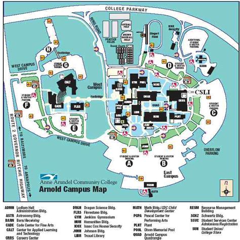 Anne Arundel Community College Campus Map Tourist Map Of English