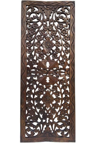 Floral Wood Carved Wall Panel Wood Wall Decor For Sale