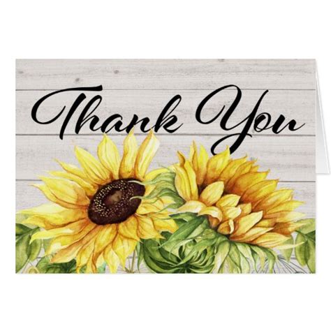 Sunflower Thank You Or Blank Note Card Zazzle