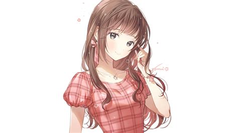 Desktop Wallpaper Cute Brunette Anime Girl Long Hair Art Hd Image Picture Background 49bf7b
