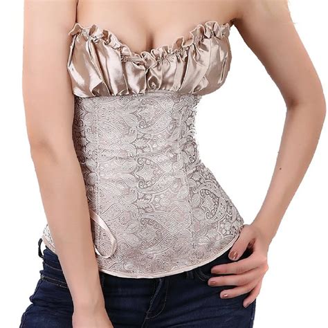 satin lace up corset sexy bustier bone women corselet mujer lingerie waist trainer overbust slim