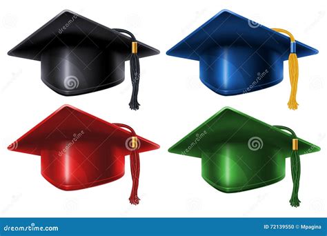 Graduation Caps Set Stock Vector Illustration Of Emblem 72139550