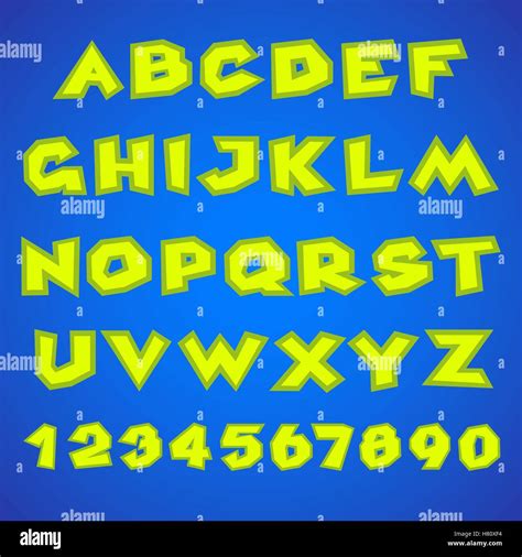 Alfabeto Decorativo Negrita Simple Letras Y Números De Color Amarillo