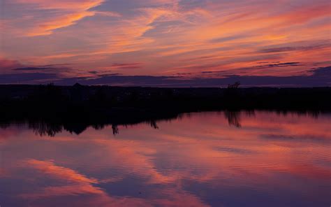 Download Wallpaper 3840x2400 Lake Sunset Landscape Twilight