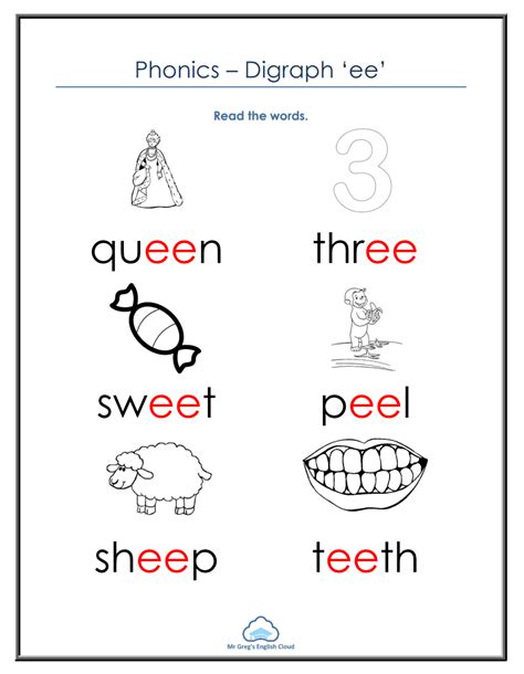 Kindergarten Phonics Ee Mr Gregs English Cloud In 2021 Phonics