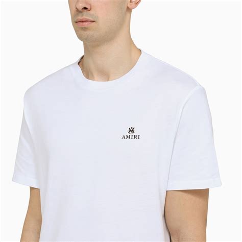 Amiri Logo Detail White T Shirt Thedoublef