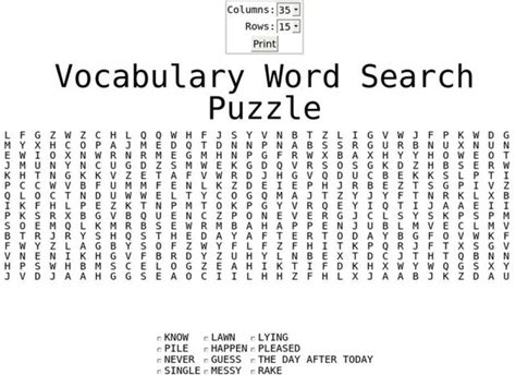 Vocabulary Word Search Puzzle Worksheet For 7th 10th Grade Lesson