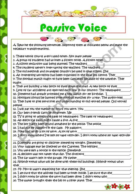 Passive Voice ESL Worksheet By Sarasantos