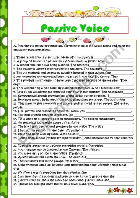 Passive Voice Chart English Esl Worksheets For Distance Sexiz Pix