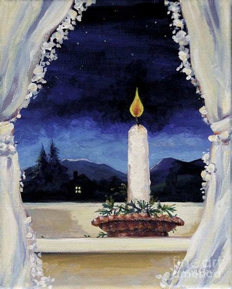 A Candle In The Window Painting By Cheryl Emerson Adams Pixels