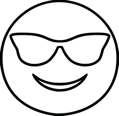 Fise de Colorat cu Față Zâmbitoare Cu Ochelari De Soare Emoji Descărcați imprimați sau