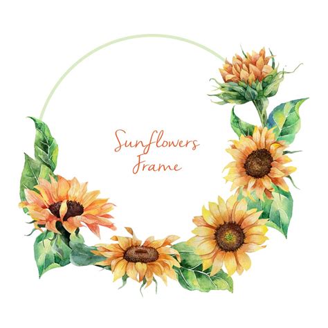 Premium Vector Hand Drawn Watercolor Sunflowers Wreath