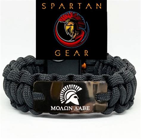Molon Labe Spartan Helmet Single Braid Black Paracord Etsy