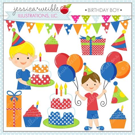 Birthday Boy Cute Digital Clipart For Commercial Or Personal