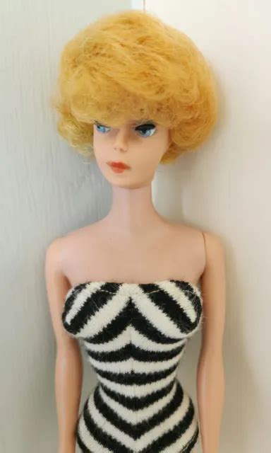 Vintage Bubble Cut Blonde Barbie In Black And White Bathing Suit Picclick