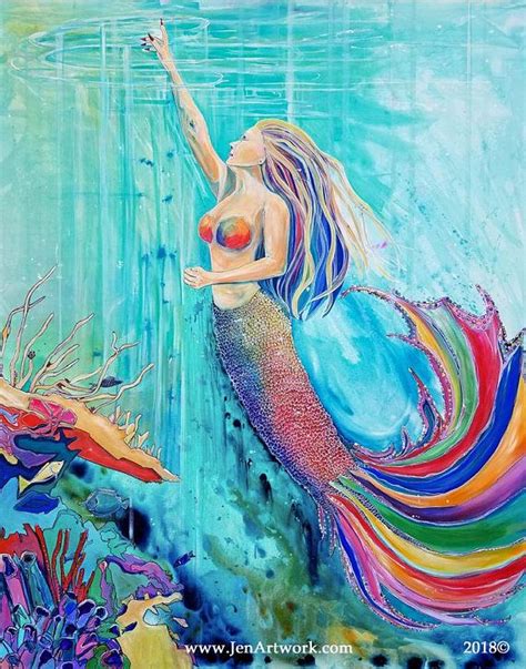 Nicole Mermaid Giclee By Jen Callahan Canvas Wrap Painting Mermaid Art Artwork