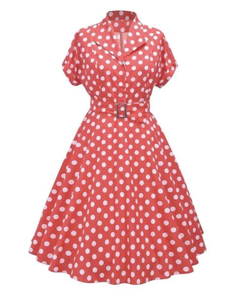 Red Polka Dot In Vintage Dresses Swing Dress S Inspired Dress