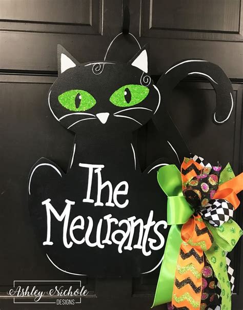 The Black Cat Halloween Door Hanger Halloween Door Hangers