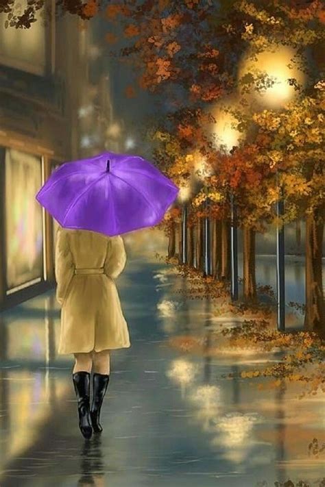 Rain Rain Painting Canvas Painting I Love Rain Rain Art Umbrella