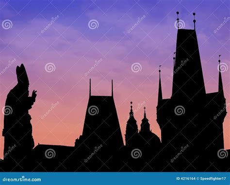Prague Skyline Silhouette Stock Photo Image Of Tourism 4216164