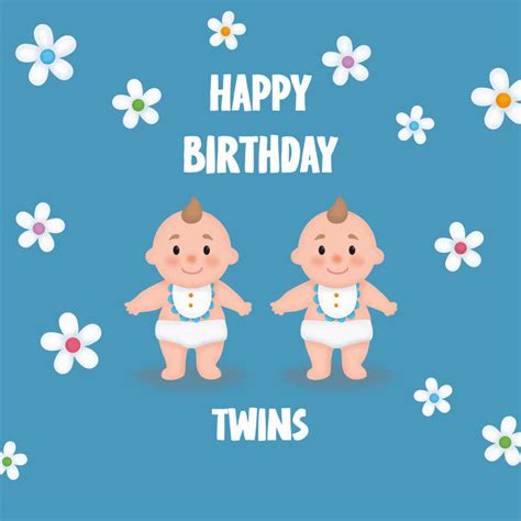 Flowers Boys In Blue Happy Birthday Twins Boomf