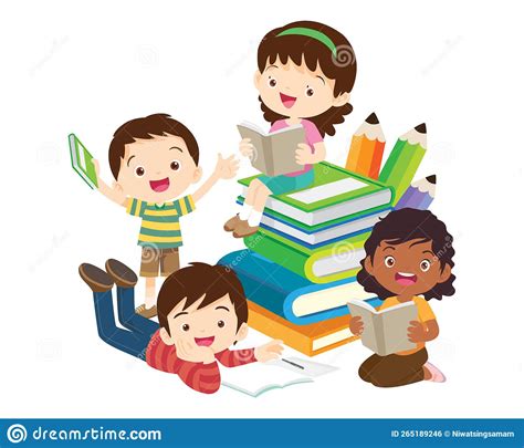 Happy Children Reading Book Back To School Concept Kids And Book Stock