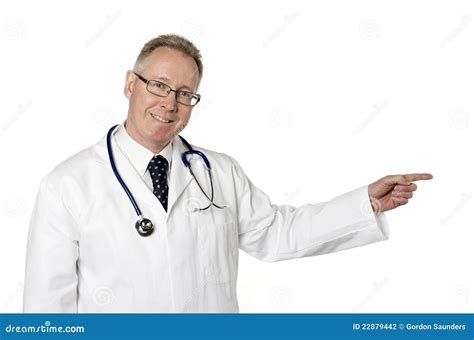 Pointing Doctor Isolated On White Stock Photo Image Of Coat Adult