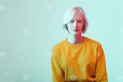 Beautiful Albino Girl With White Skin Natural Lips And White Hair